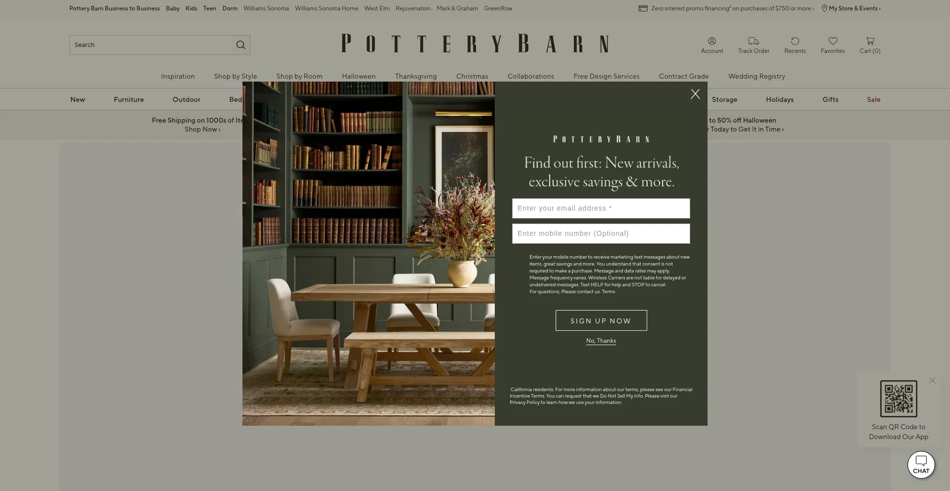 Potterybarn.com Screenshot