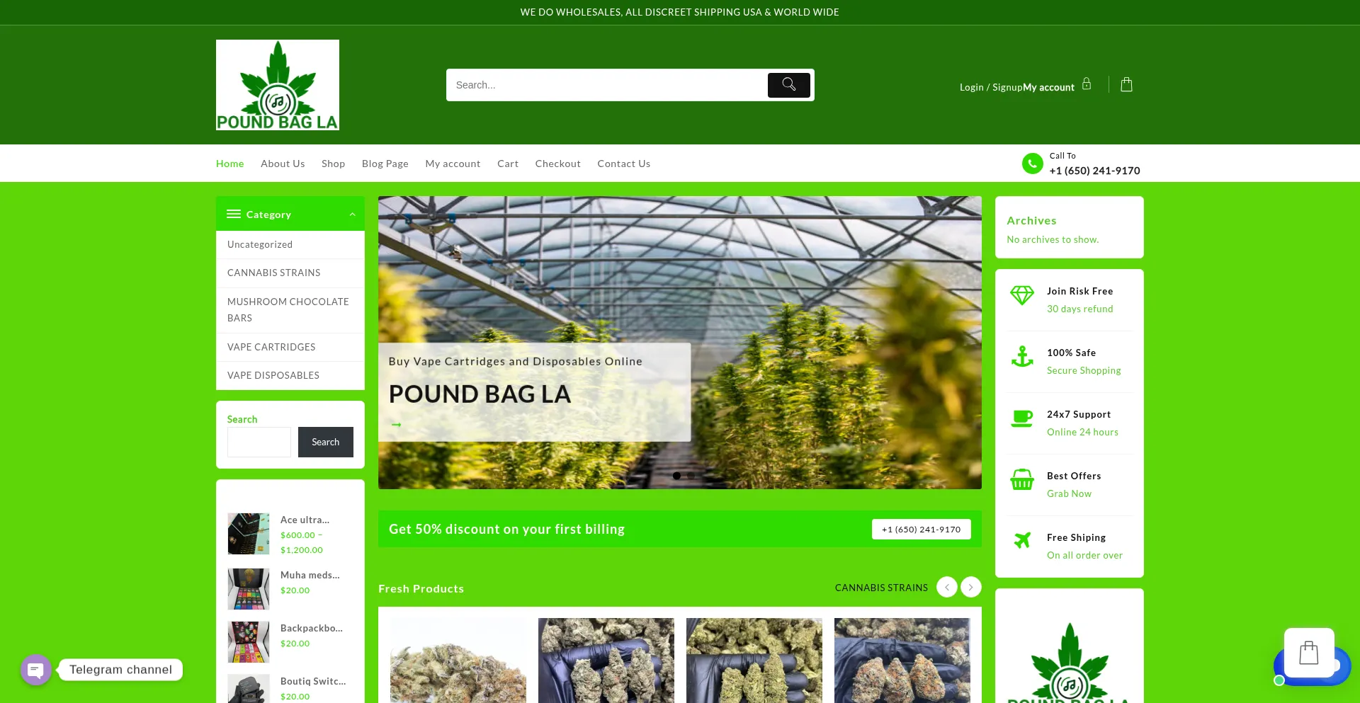Website screenshot of Poundbagla.com