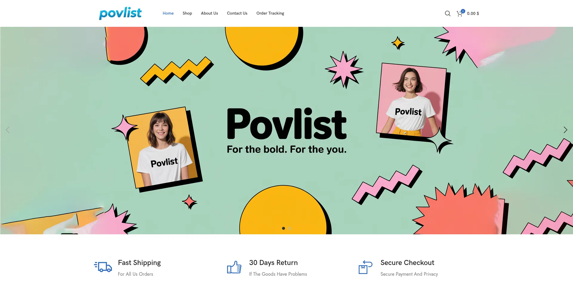 Website screenshot of Povlist.com