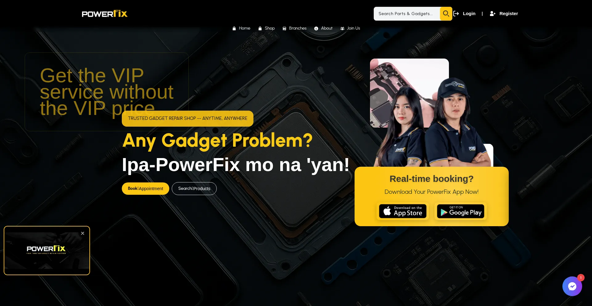 Website screenshot of Powerfix.ph