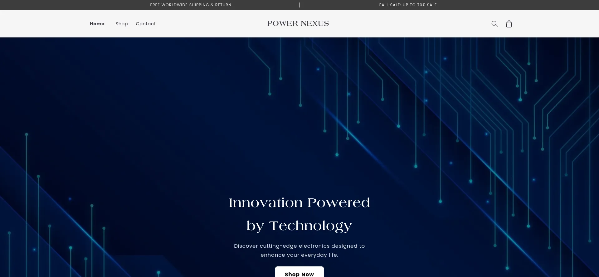 Website screenshot of Powernexuselectronic.com