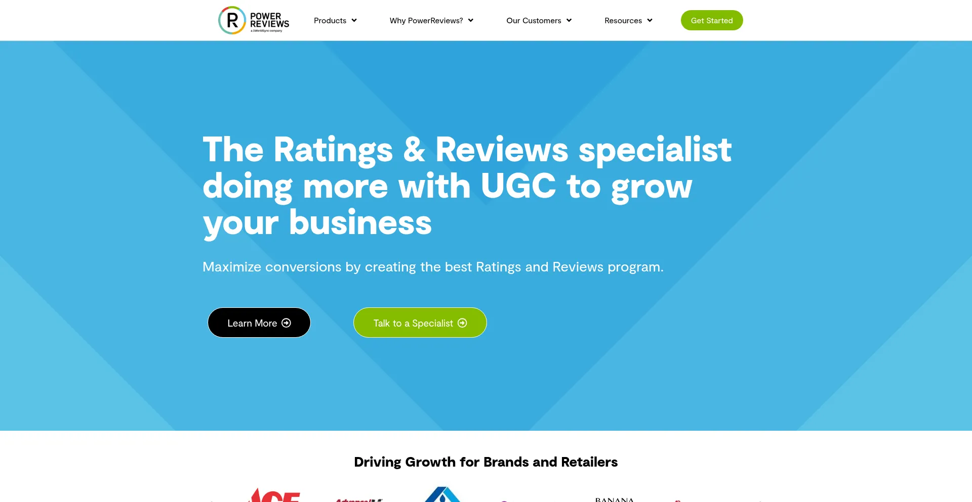 Website screenshot of Powerreviews.com