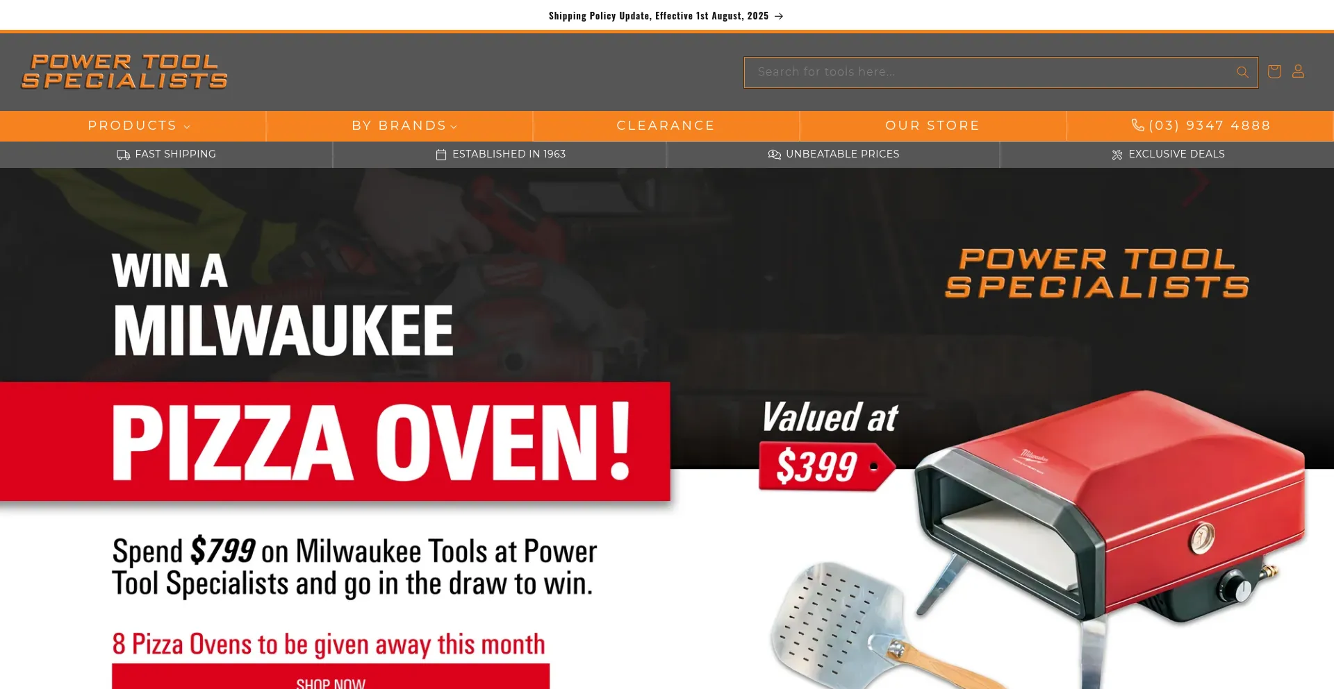 Website screenshot of Powertoolspecialists.com.au