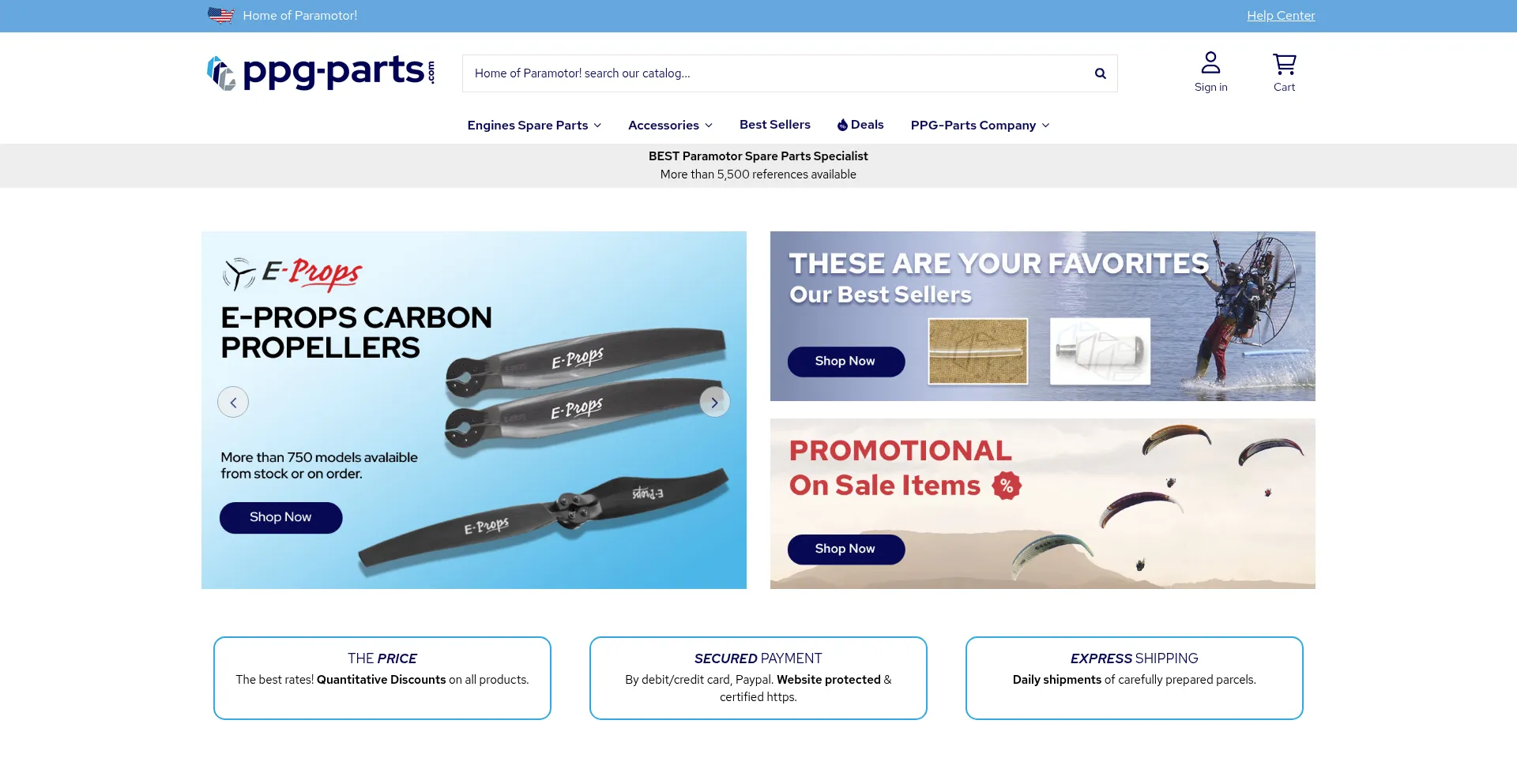 Website screenshot of Ppg-parts.com