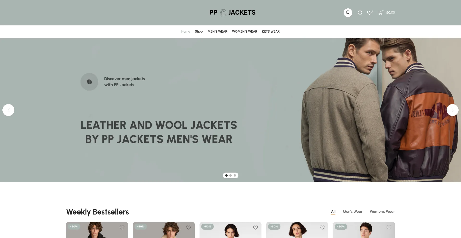 Website screenshot of Ppjackets.com