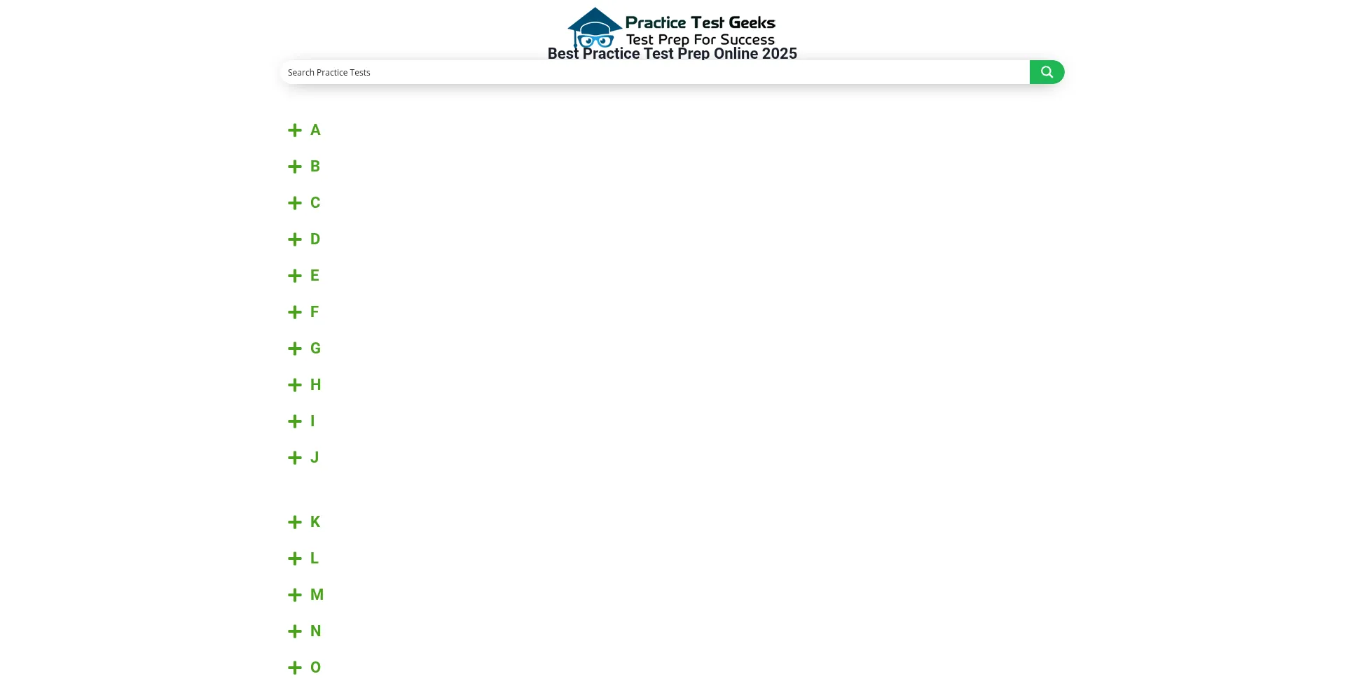 Website screenshot of Practicetestgeeks.com