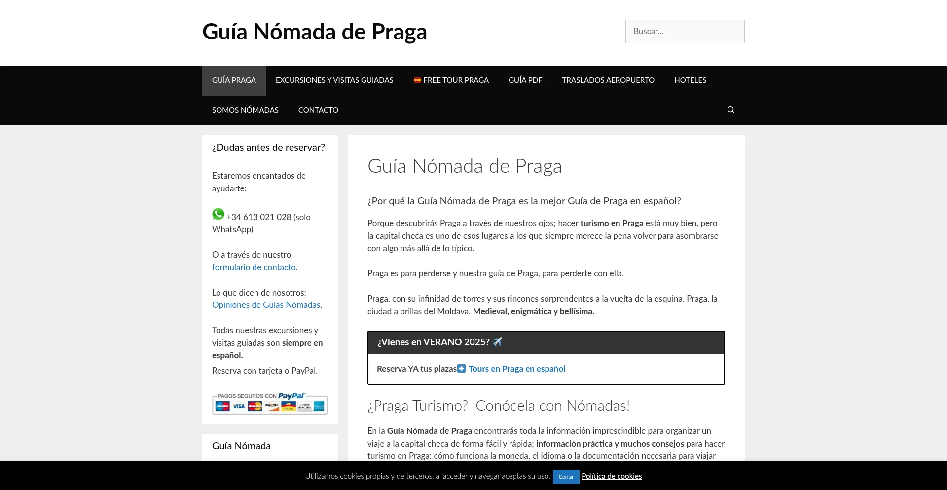 Website screenshot of Praga.es