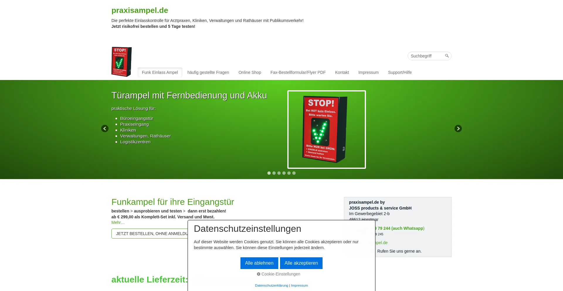 Website screenshot of Praxisampel.de