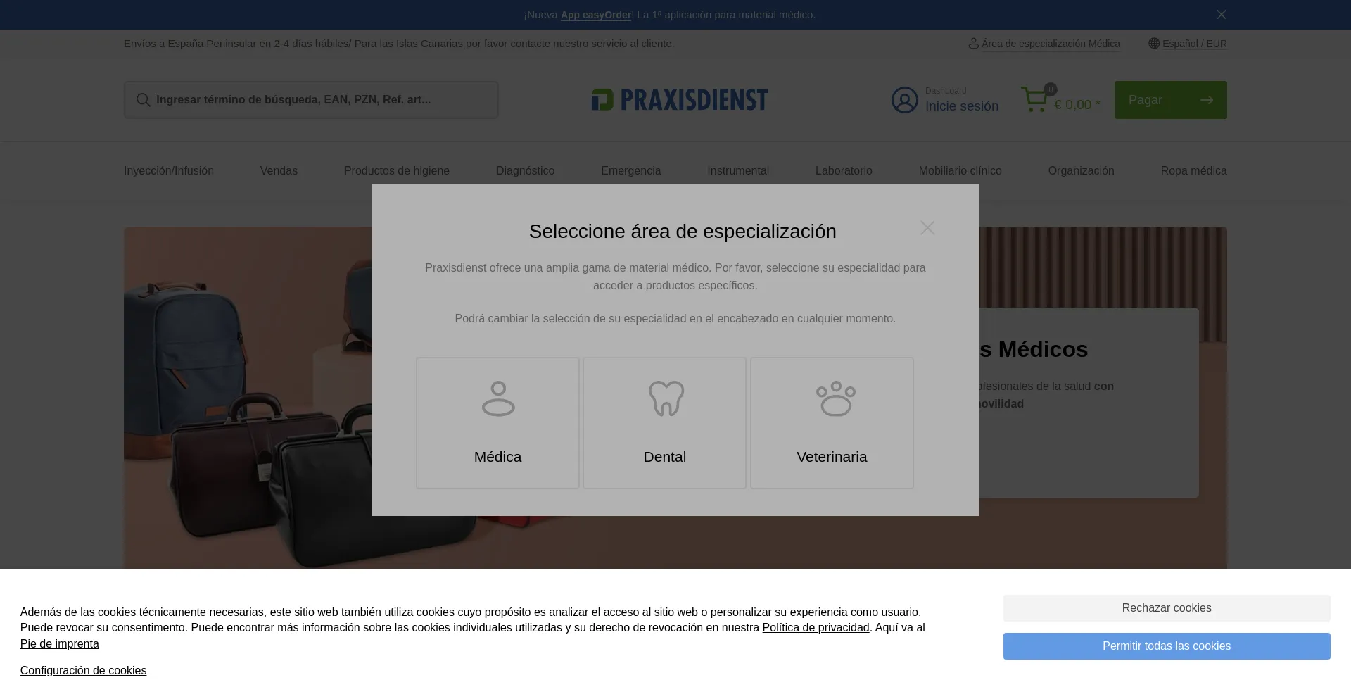 Website screenshot of Praxisdienst.es