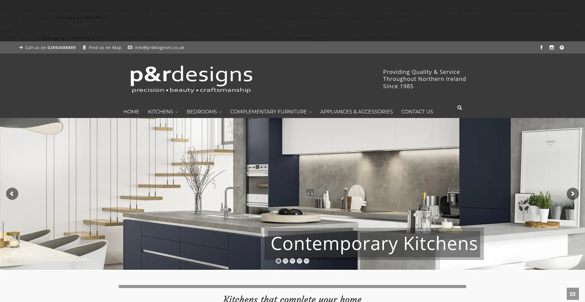 Website screenshot of Prdesignsni.co.uk