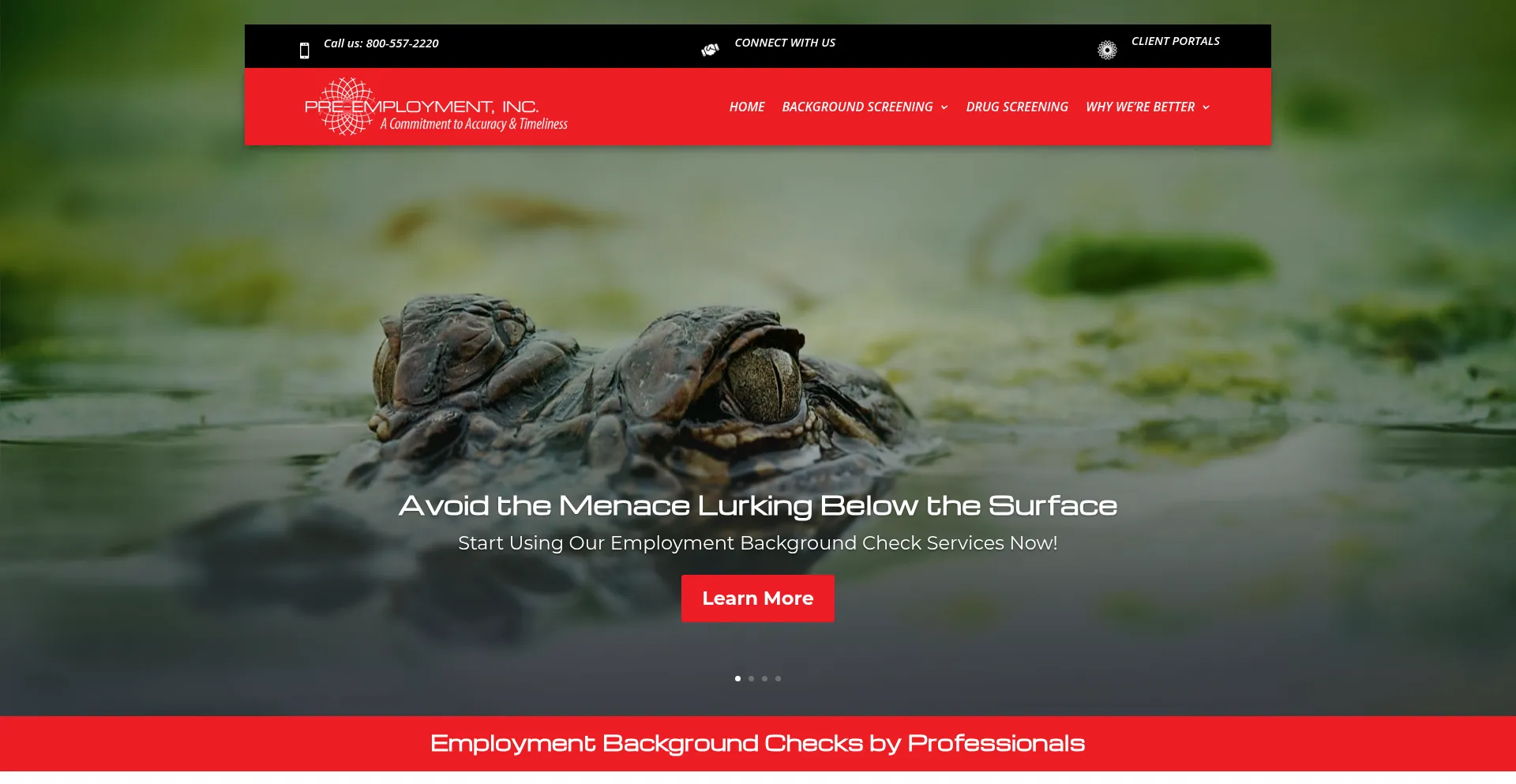 Website screenshot of Pre-employment.com