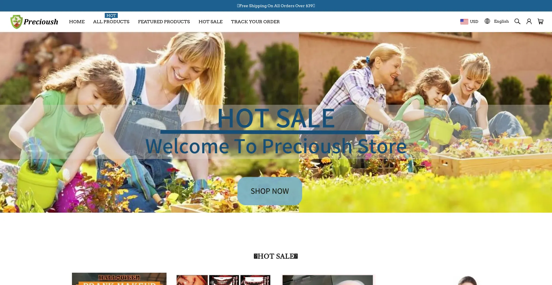 Website screenshot of Precioush.com