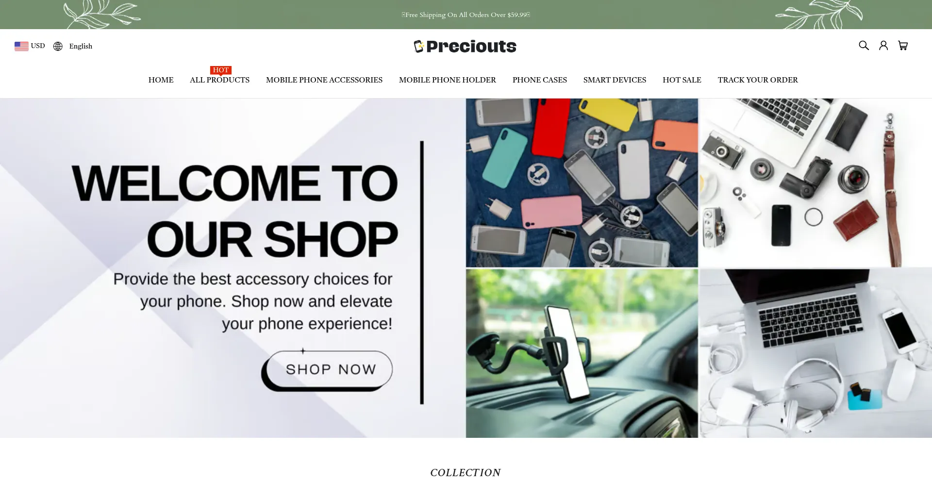 Website screenshot of Preciouts.com