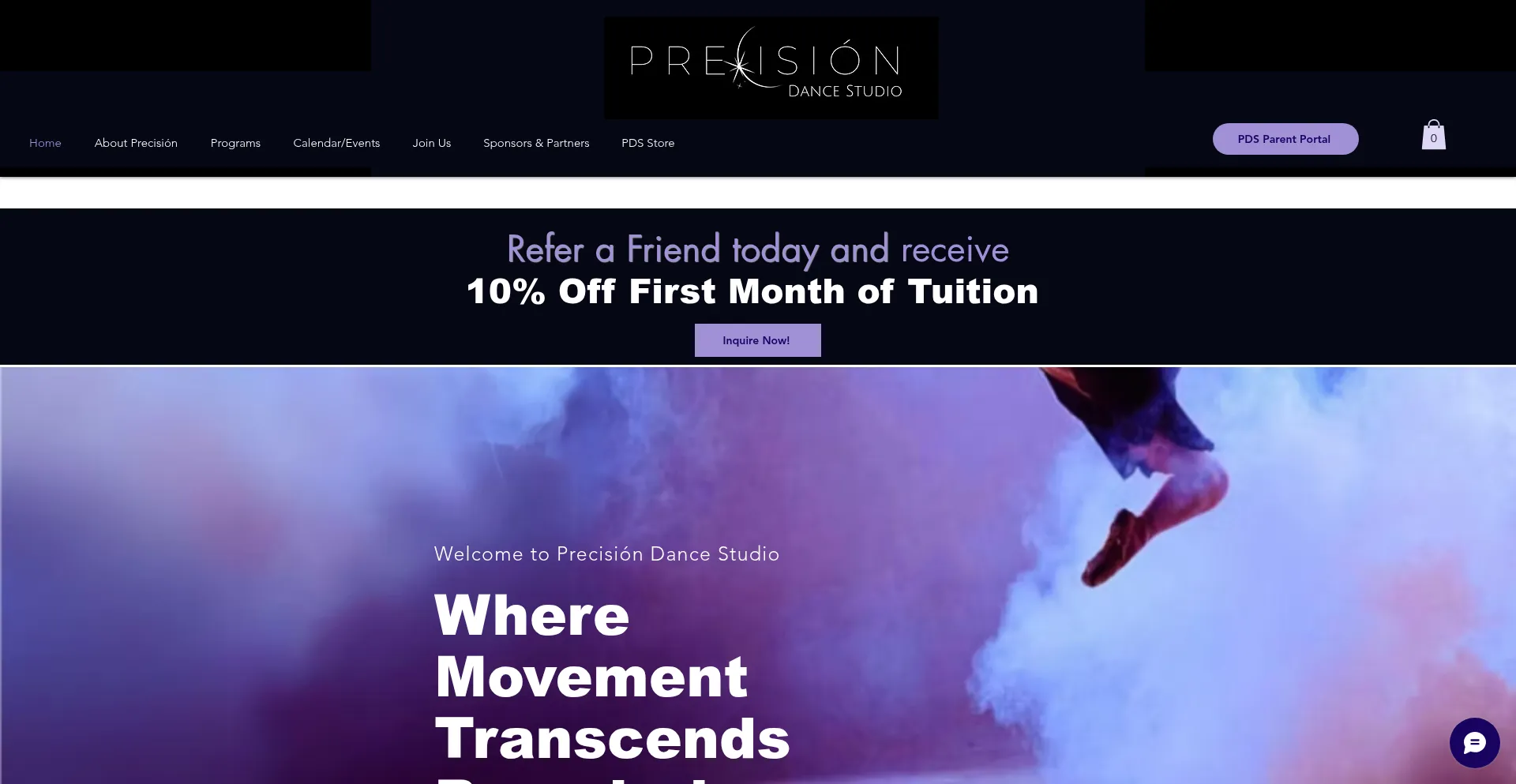 Website screenshot of Precisiondancestudio.com