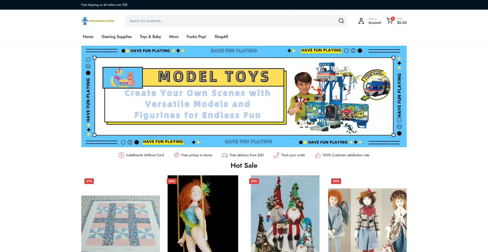 Website screenshot of Precisiondollmodel.com