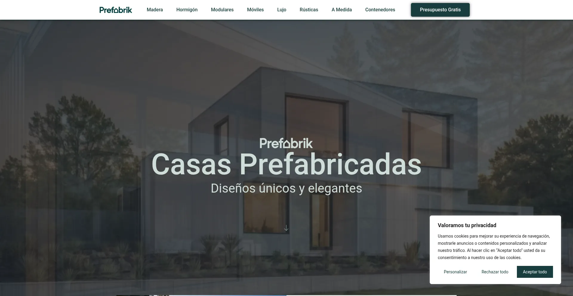 Website screenshot of Prefabrik.es