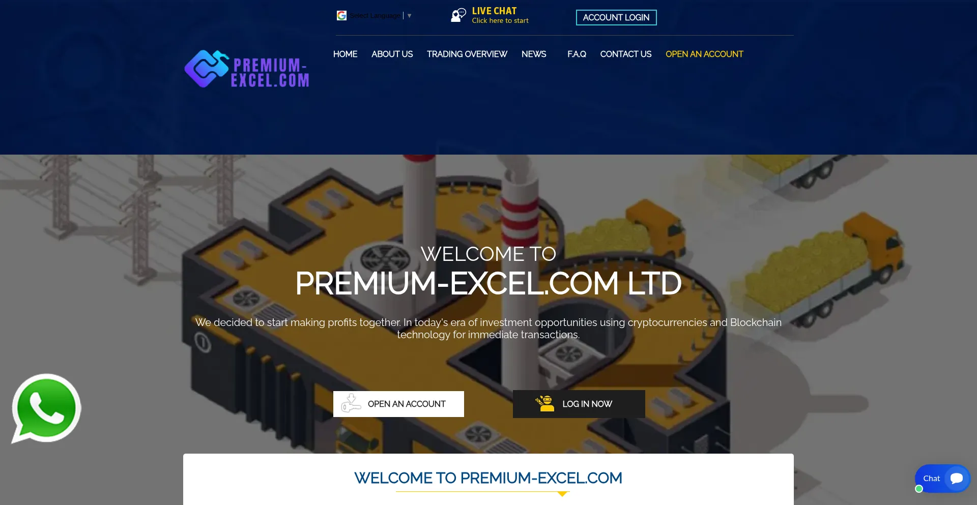 Website screenshot of Premium-excel.com