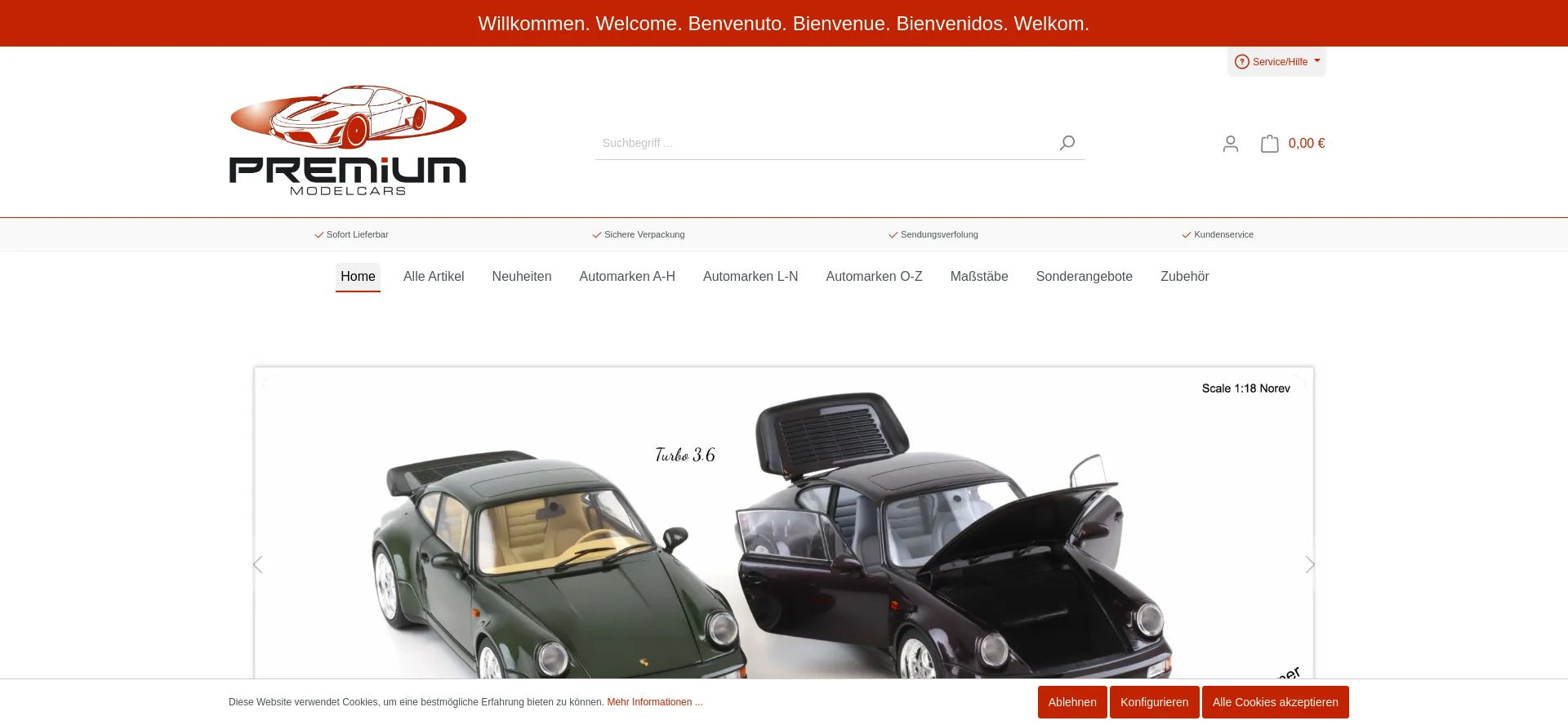 Website screenshot of Premium-modelcars.de