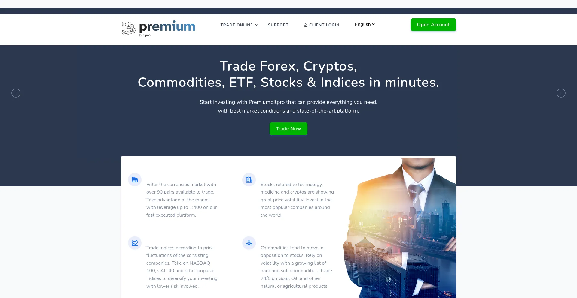Website screenshot of Premiumbitpro.com