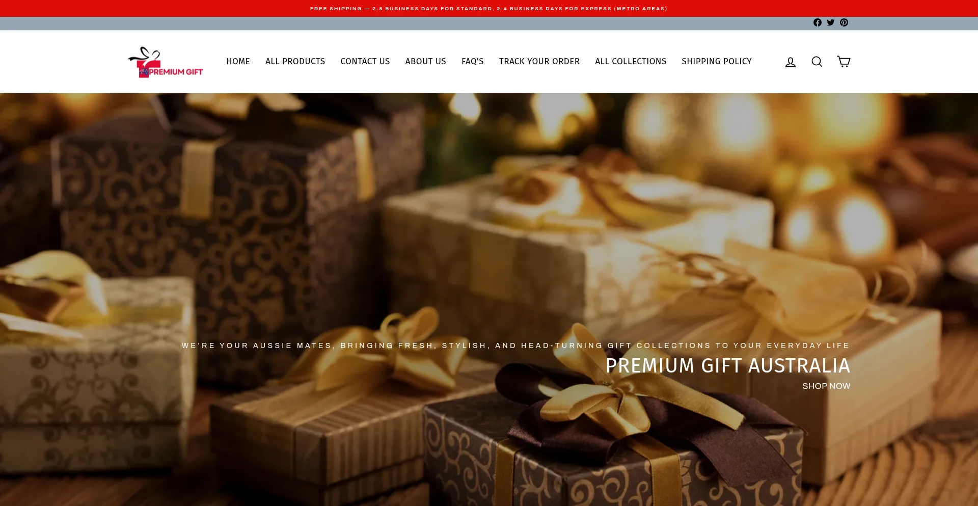 Website screenshot of Premiumgiftaustralia.com.au