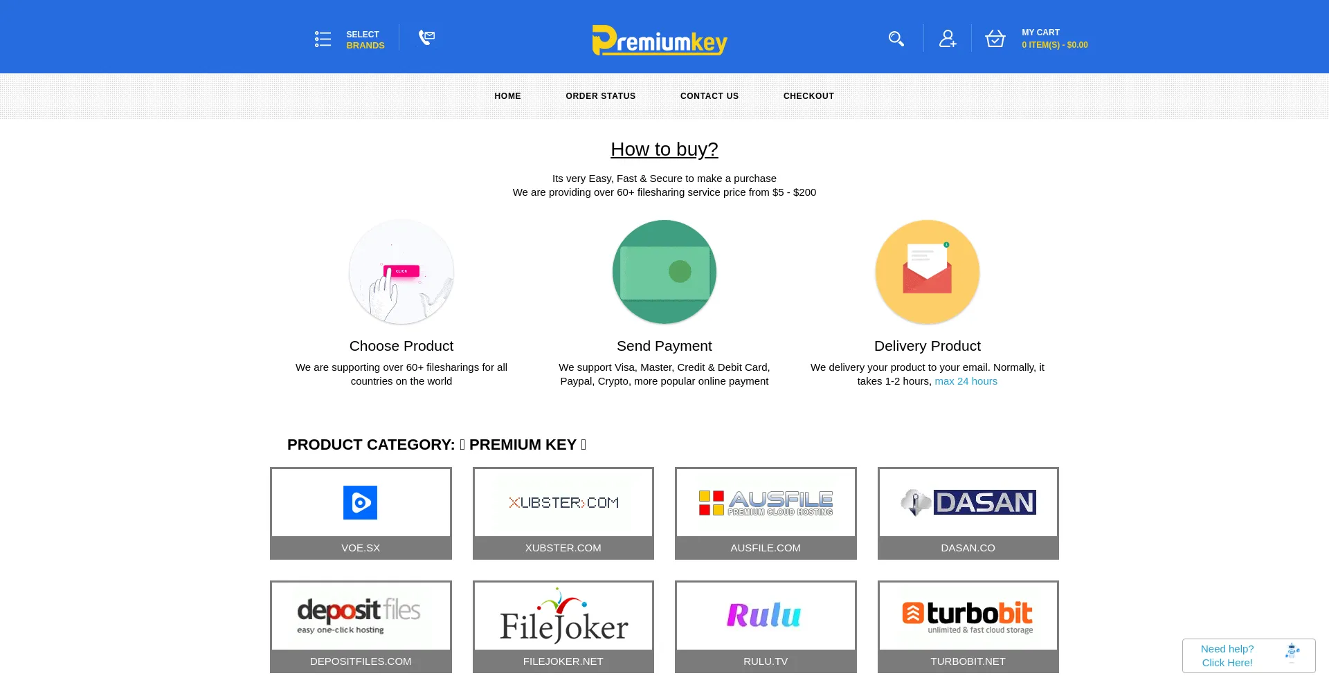 Website screenshot of Premiumkey.co