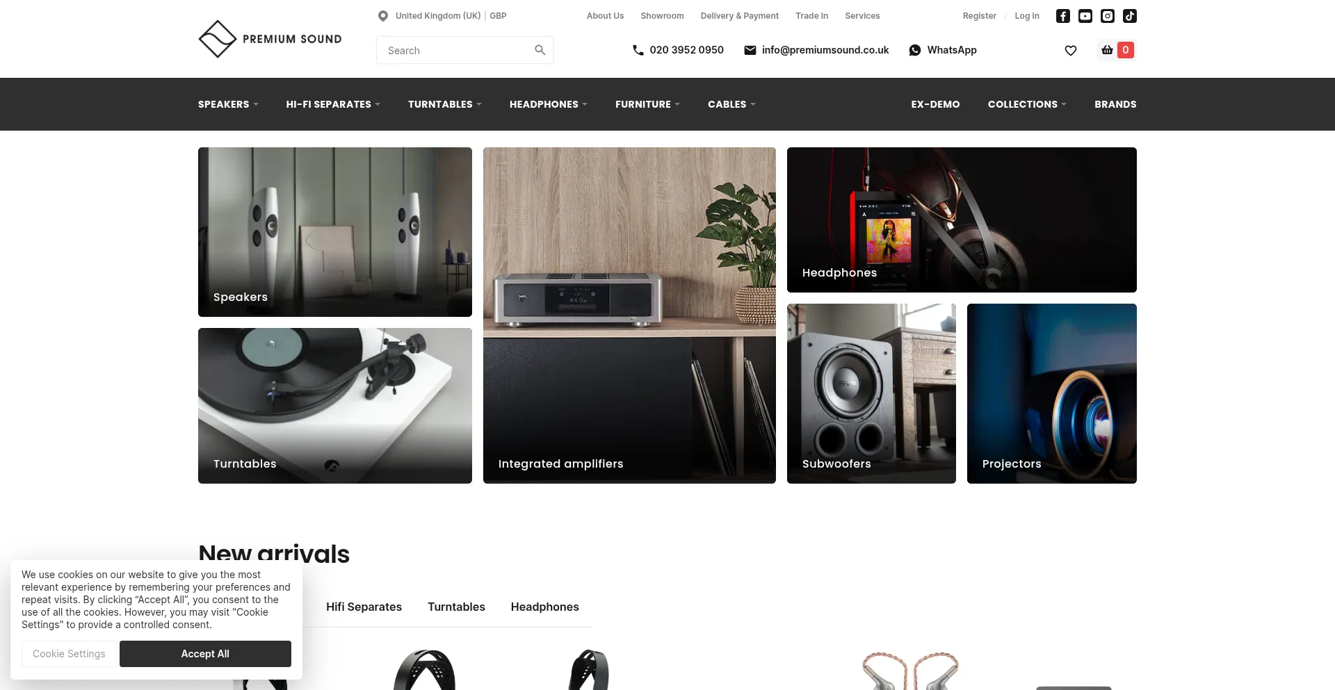 Website screenshot of Premiumsound.co.uk