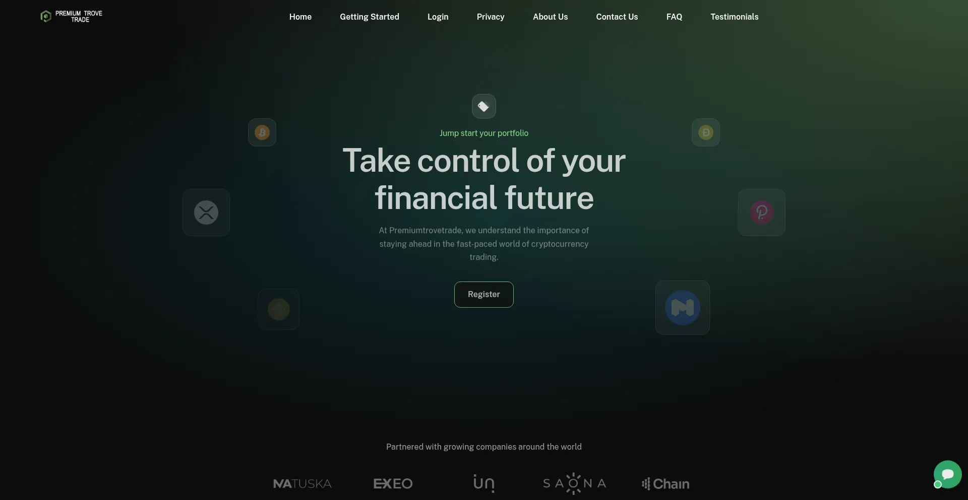 Website screenshot of Premiumtrovetrade.com