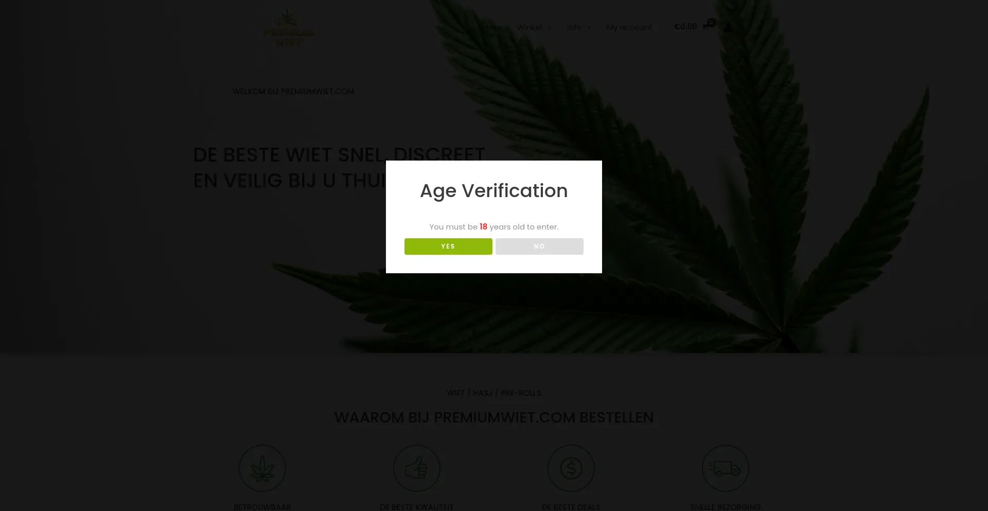 Website screenshot of Premiumwiet.com