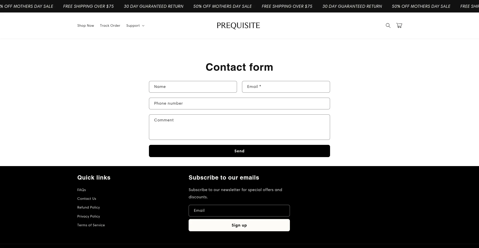 Website screenshot of Prequisite.co