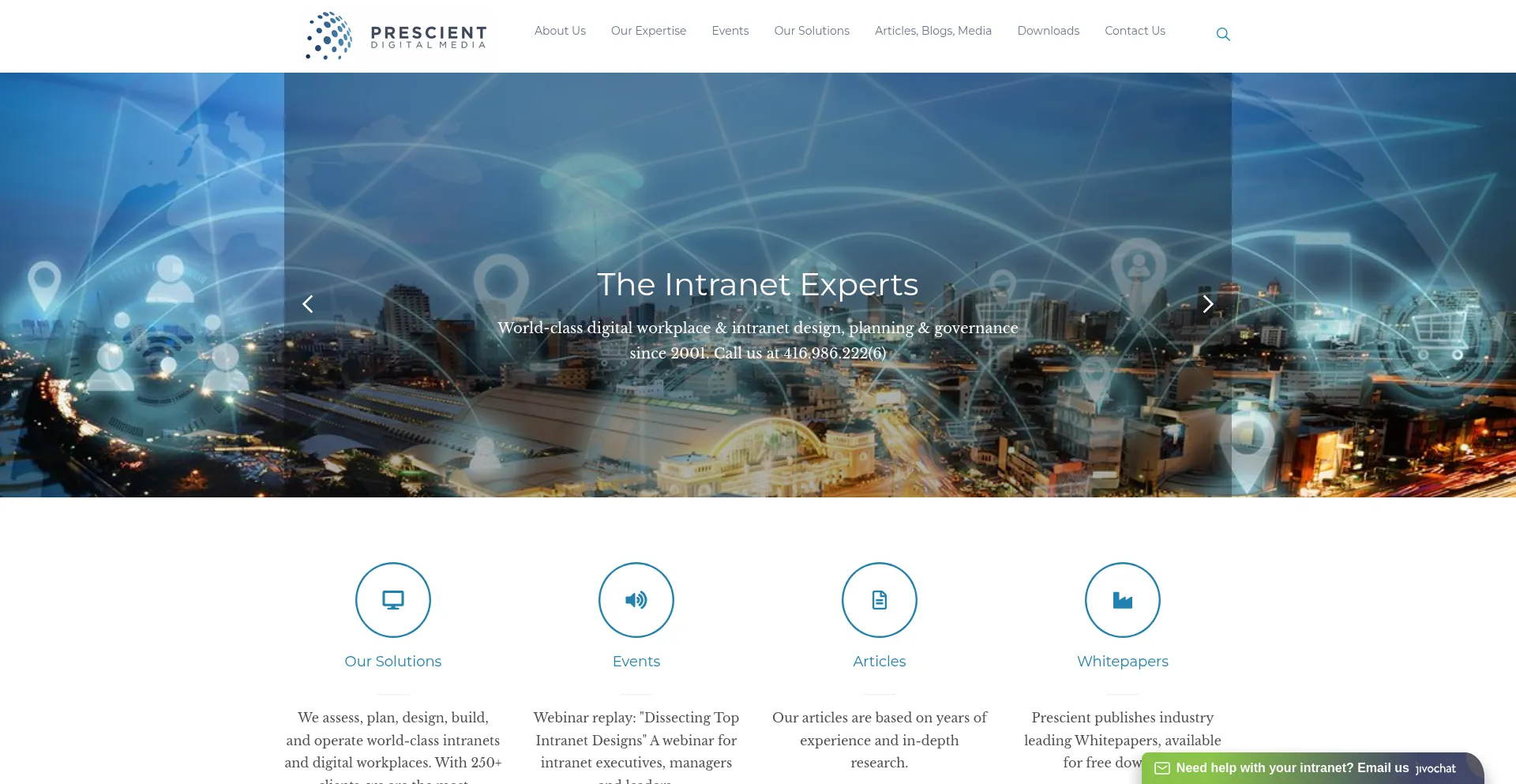 Website screenshot of Prescientdigital.com