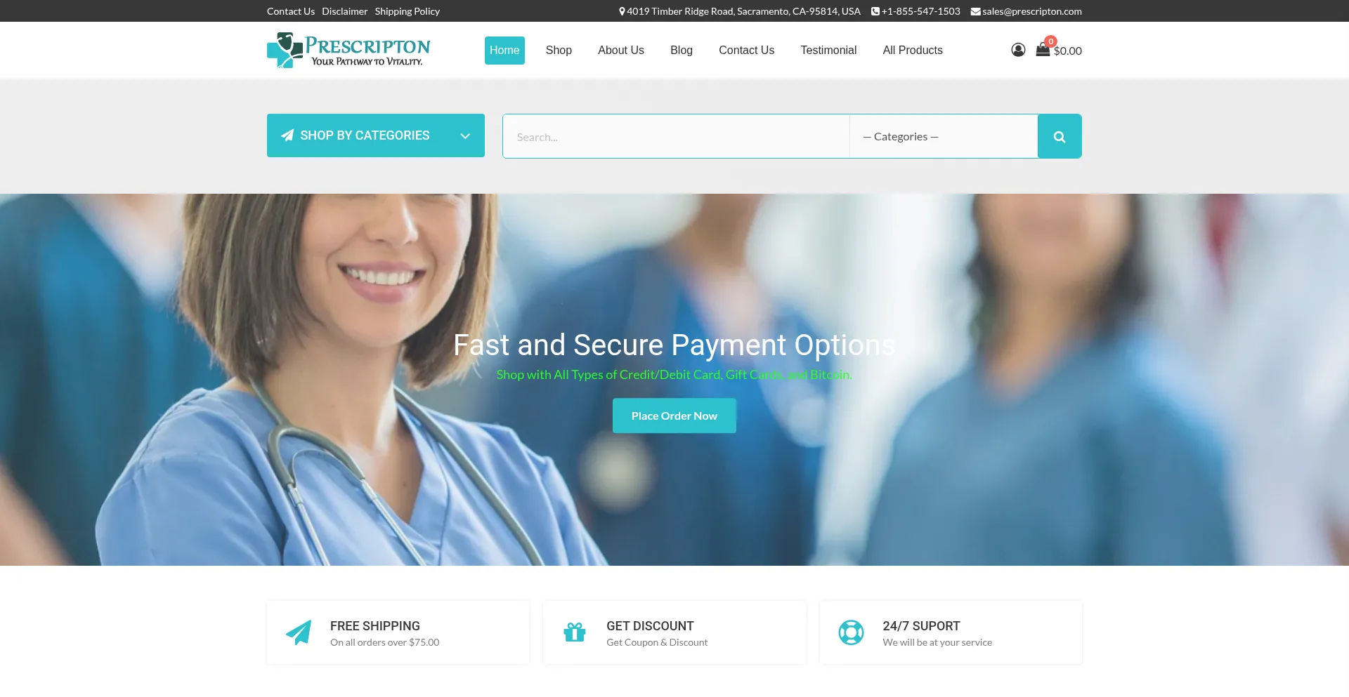 Website screenshot of Prescripton.com