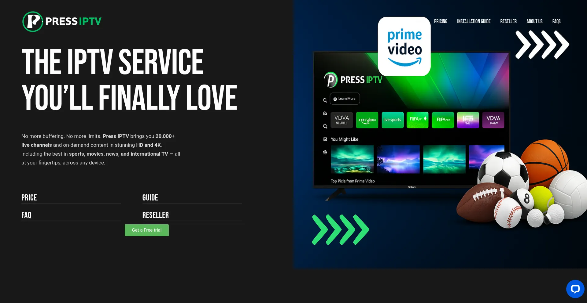 Website screenshot of Pressiptv.com