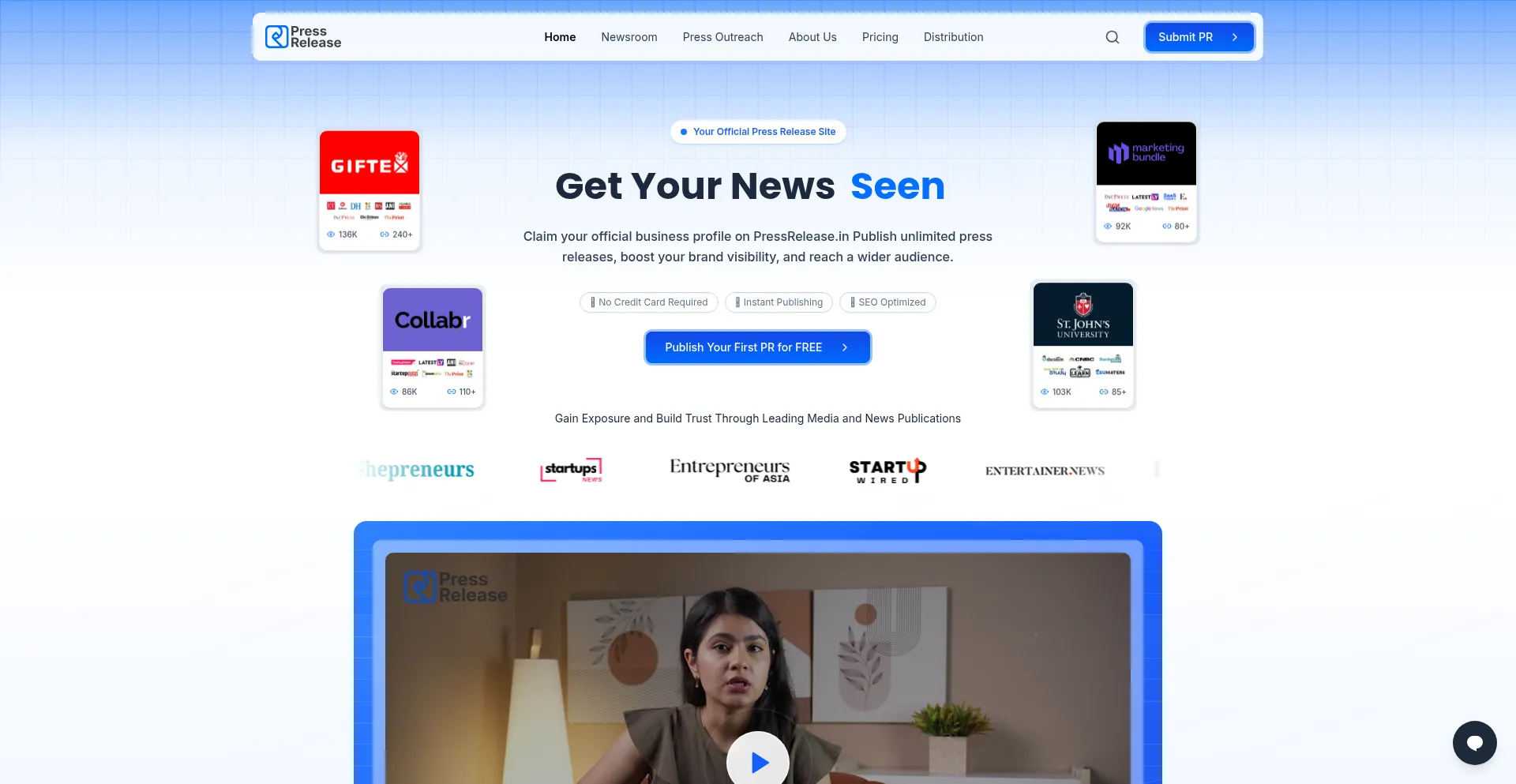 Pressrelease.in Screenshot