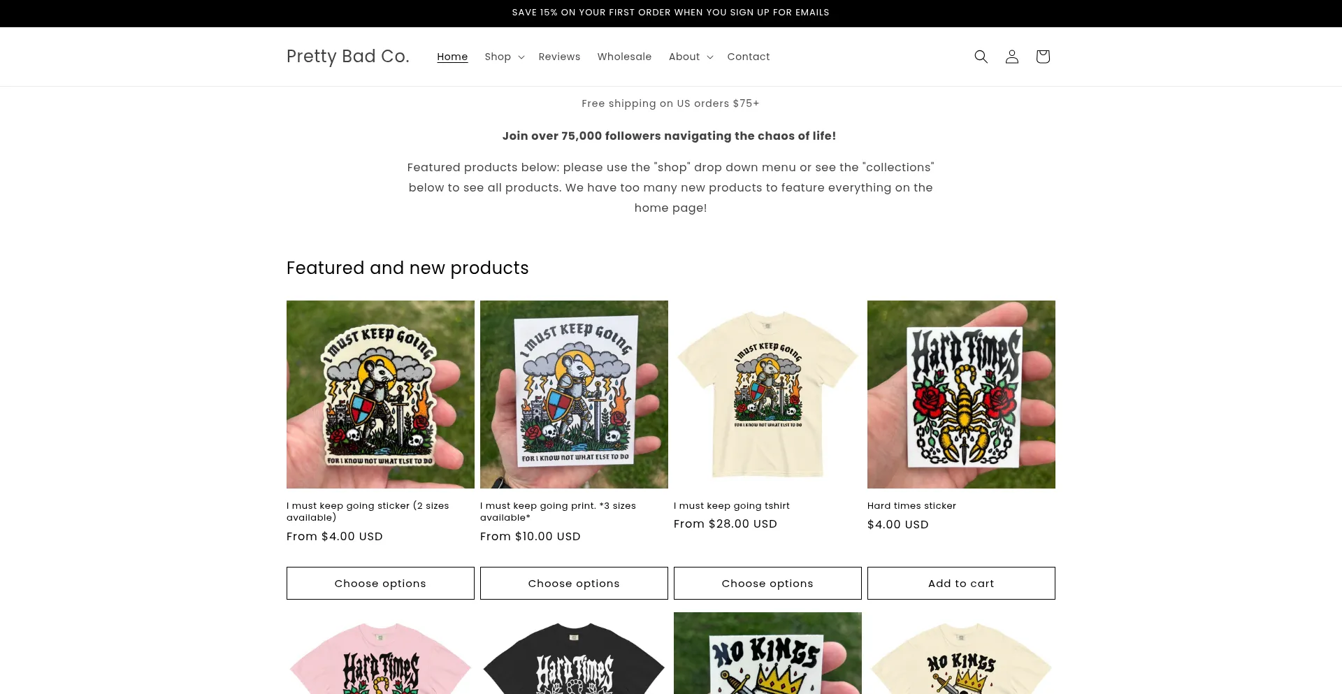 Website screenshot of Prettybadco.com