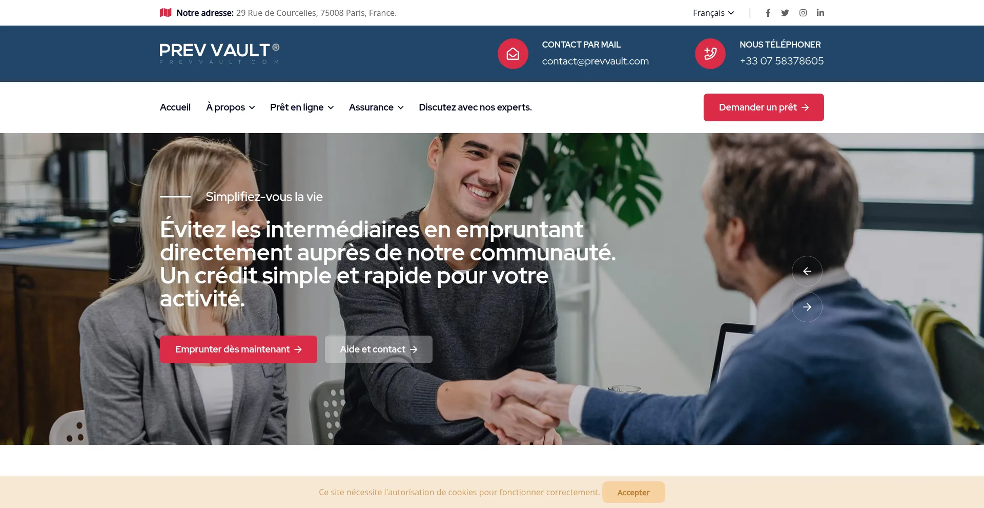Website screenshot of Prevvault.com