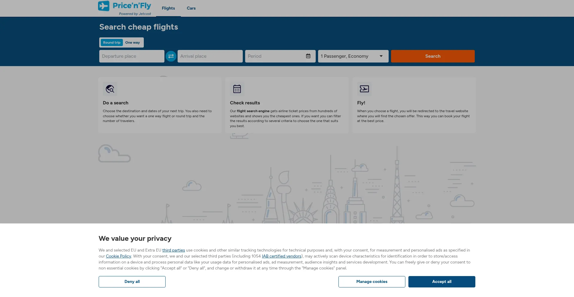 Pricenfly.com Screenshot