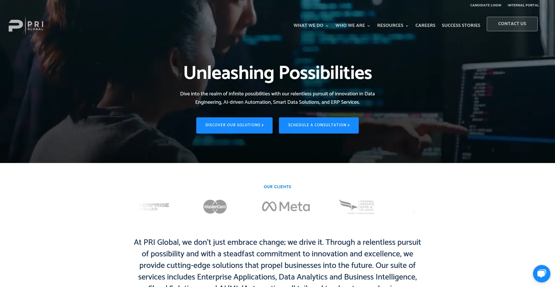 Website screenshot of Priglobal.com