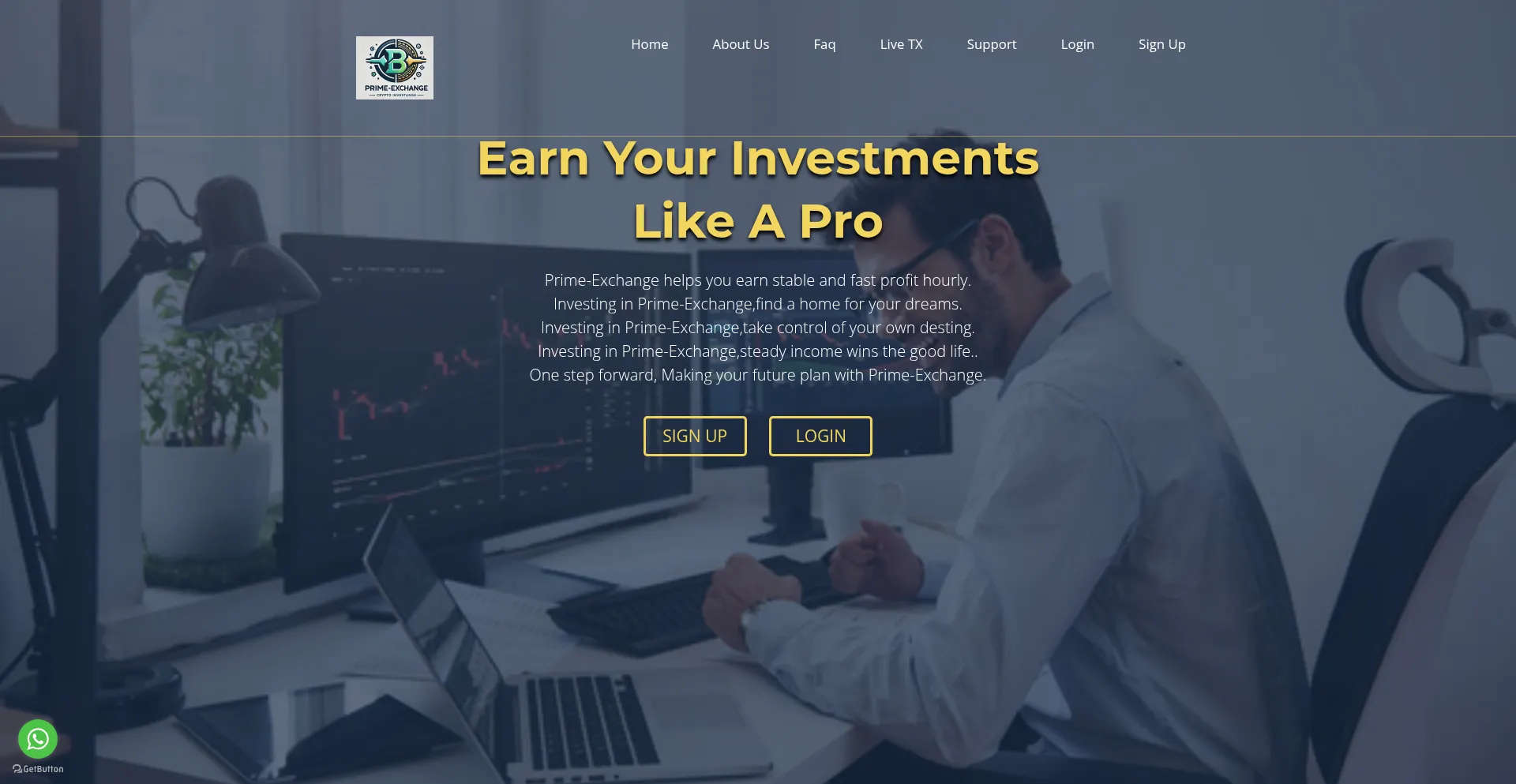 Website screenshot of Prime-exchange.godpowerhive.org