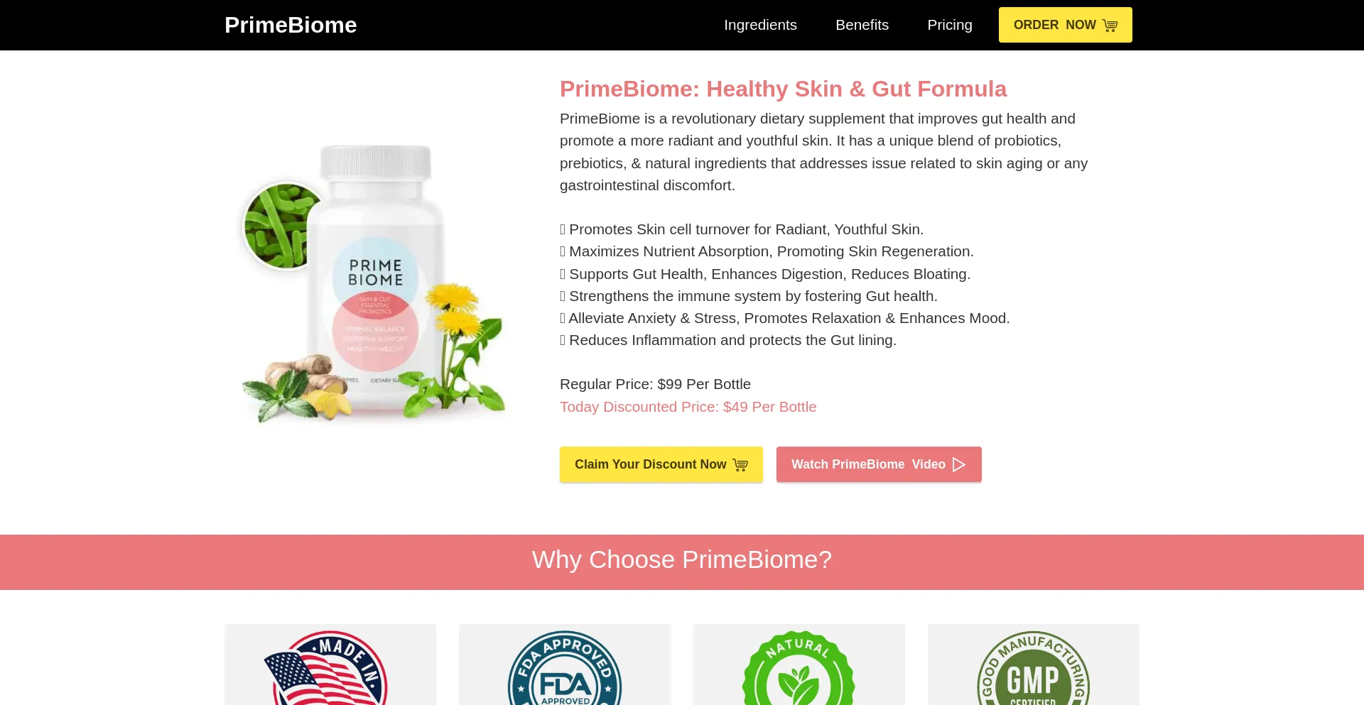 Website screenshot of Primebio-me.com