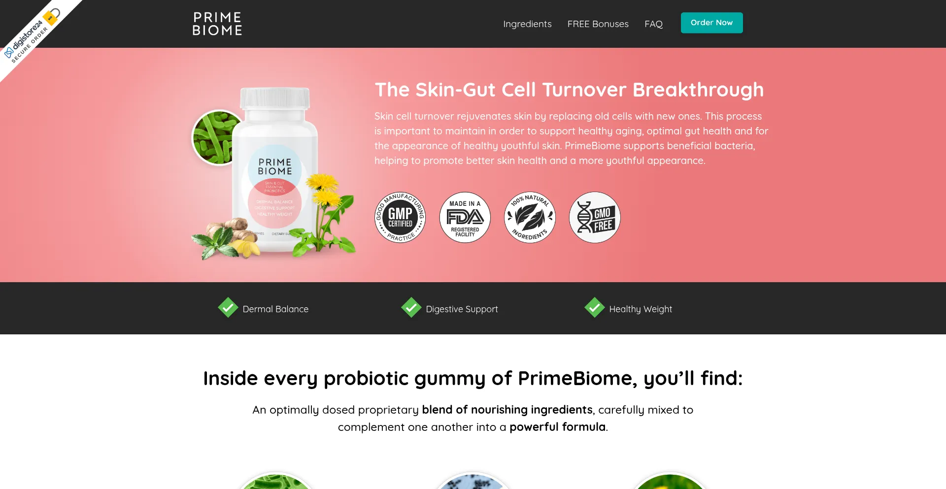 Website screenshot of Primebiome24.com