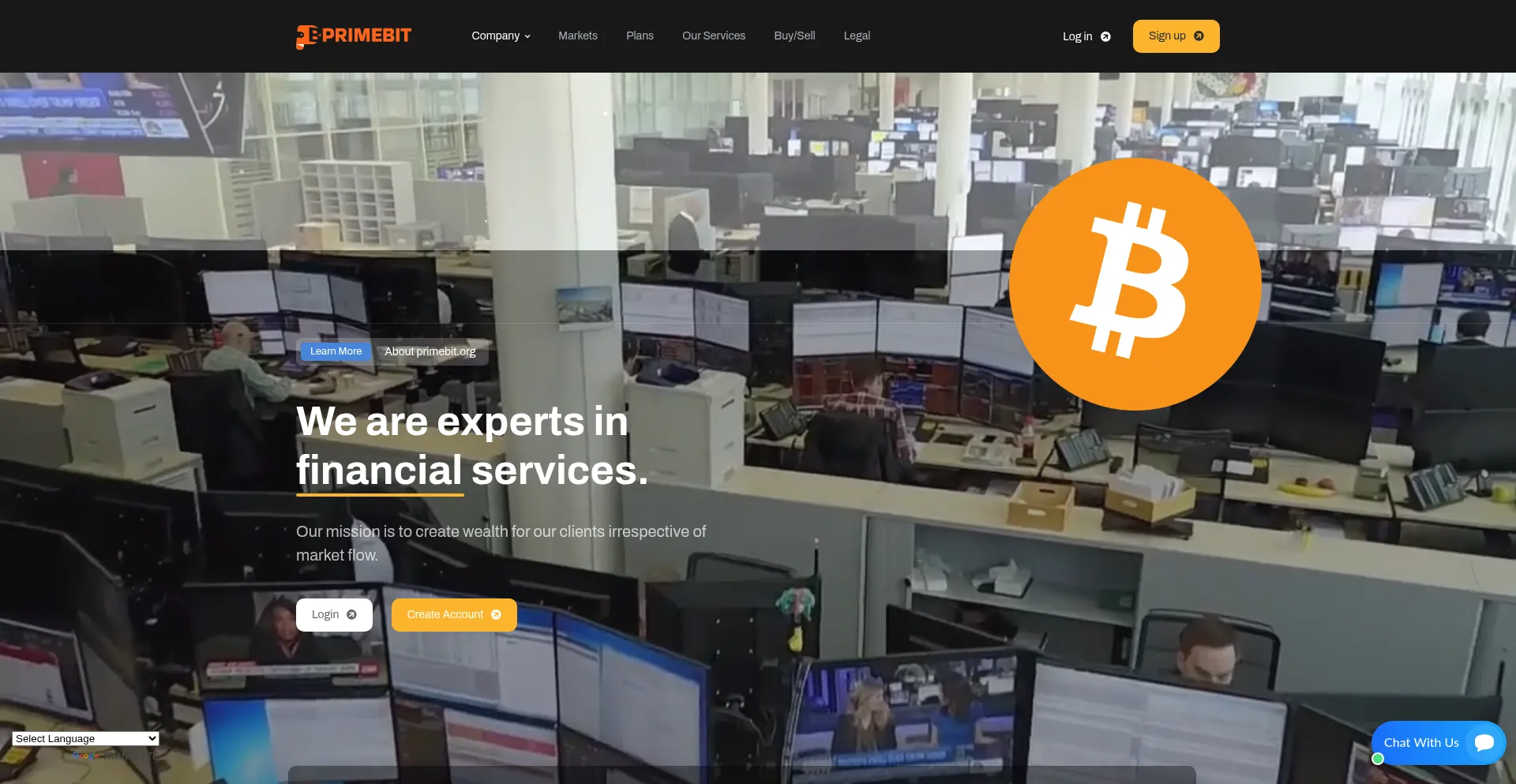 Website screenshot of Primebit.org