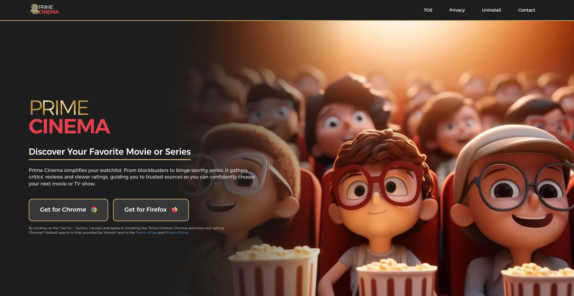 Website screenshot of Primecinemaapp.com