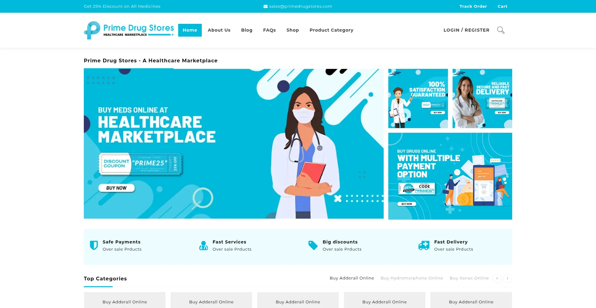 Website screenshot of Primedrugstores.com