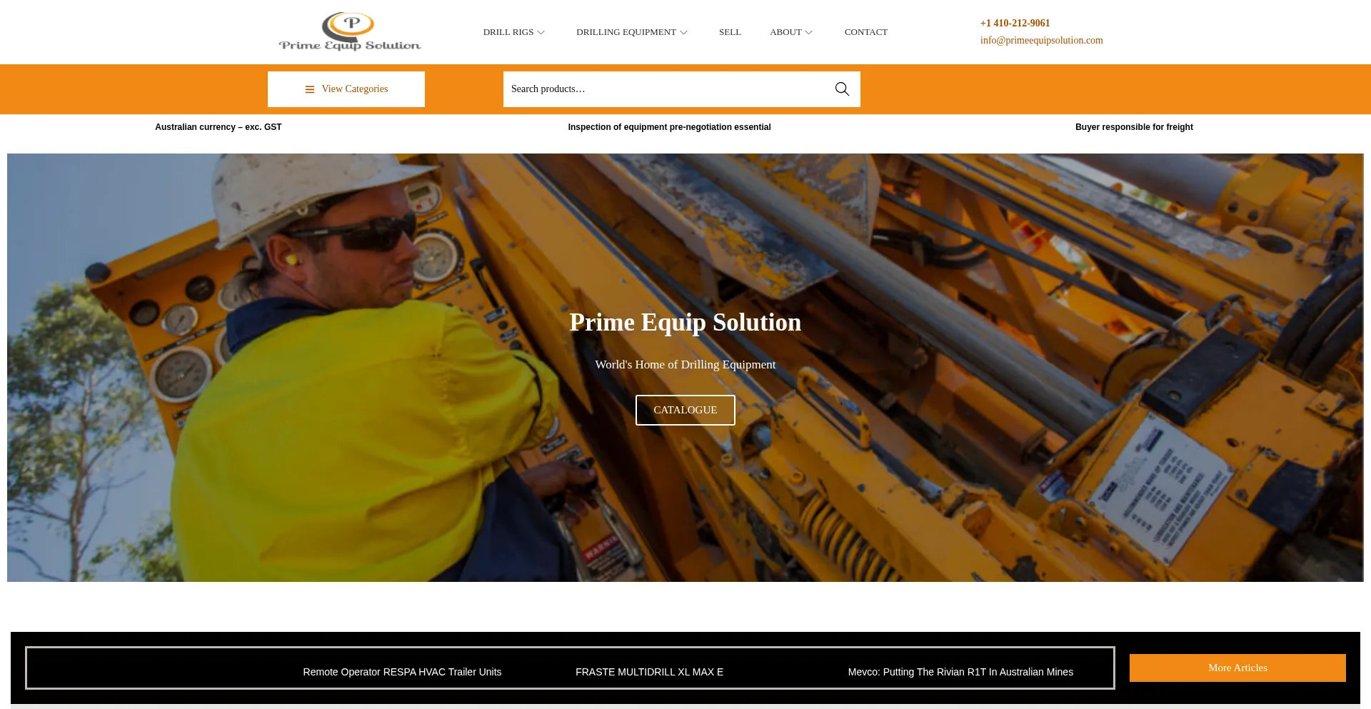 Website screenshot of Primeequipsolution.com