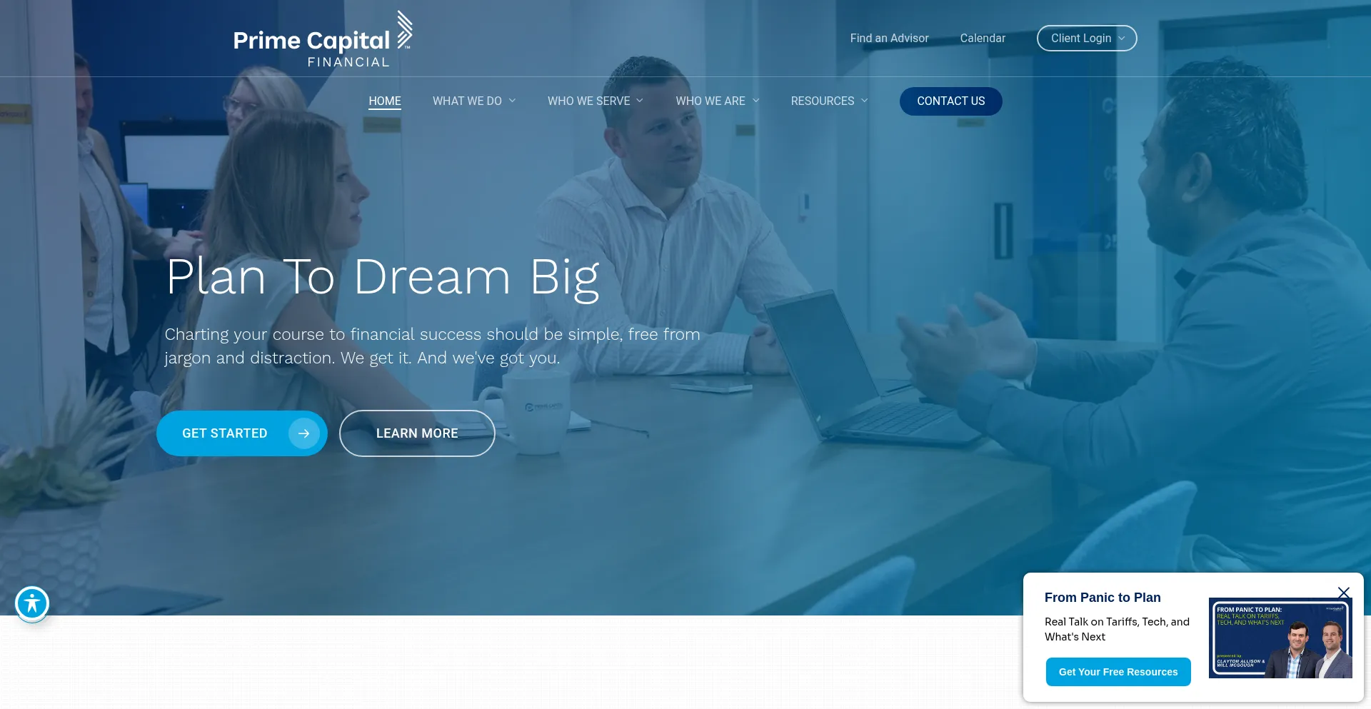 Website screenshot of Primefinancial.com