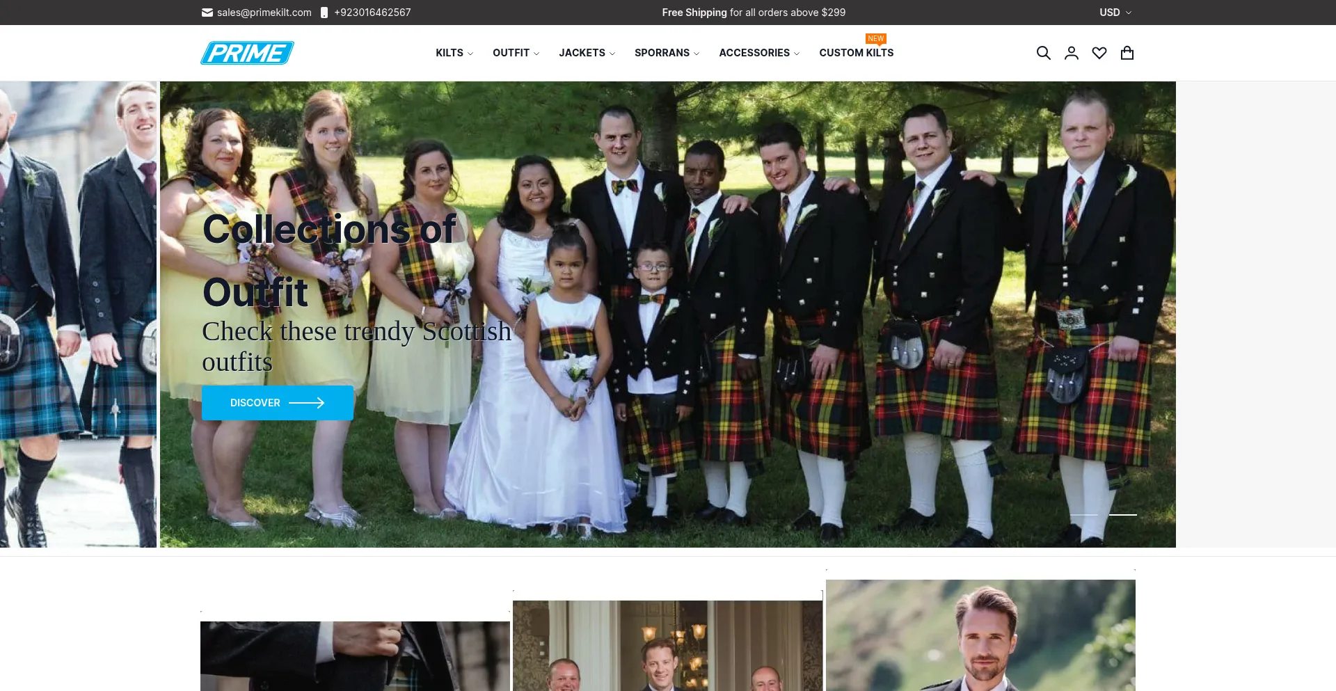 Website screenshot of Primekilt.com
