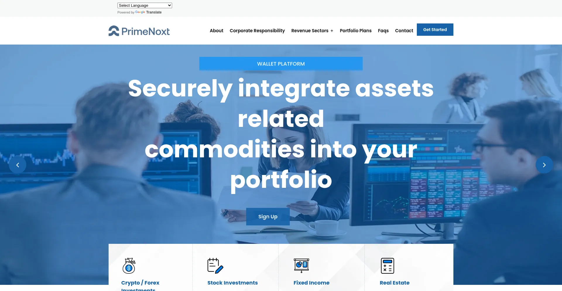 Website screenshot of Primenoxt.com