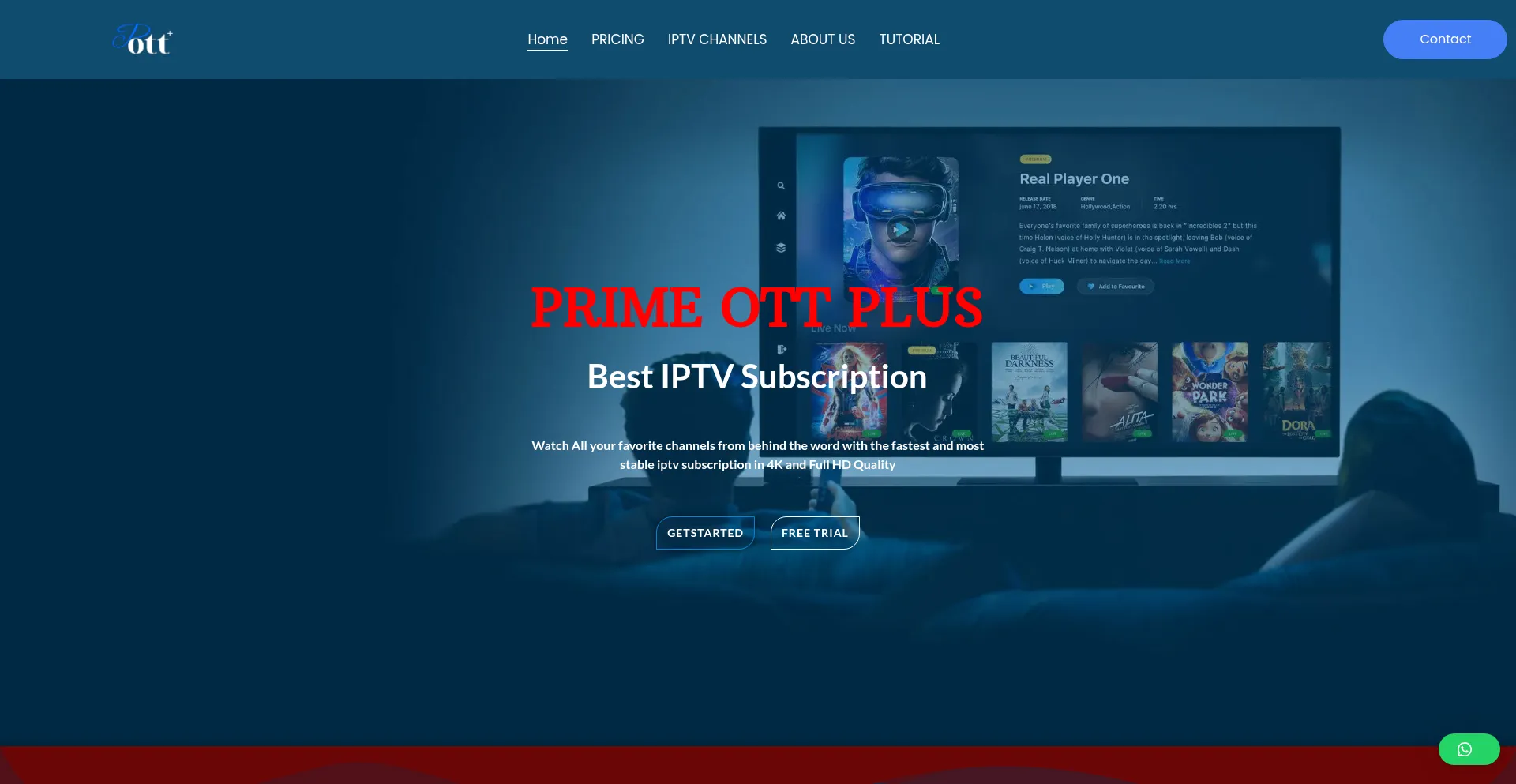 Website screenshot of Primeottplus.com