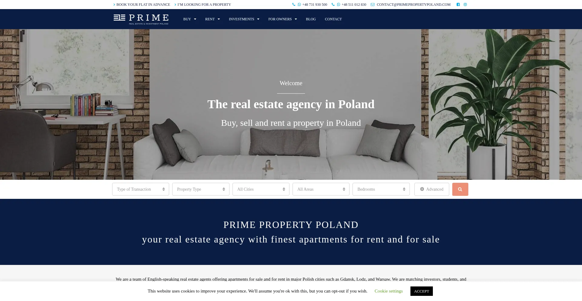 Website screenshot of Primepropertypoland.com