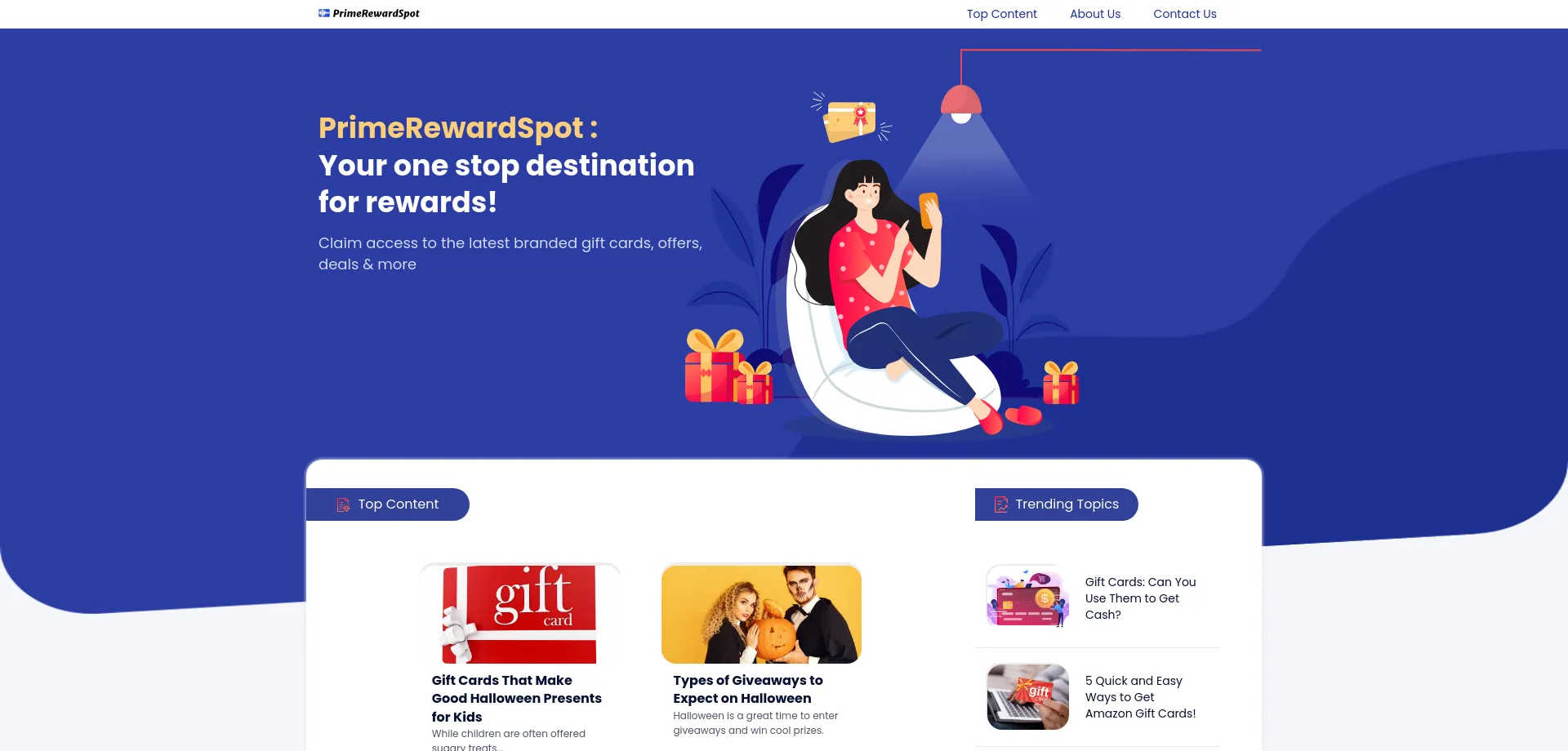 Website screenshot of Primerewardspot.com